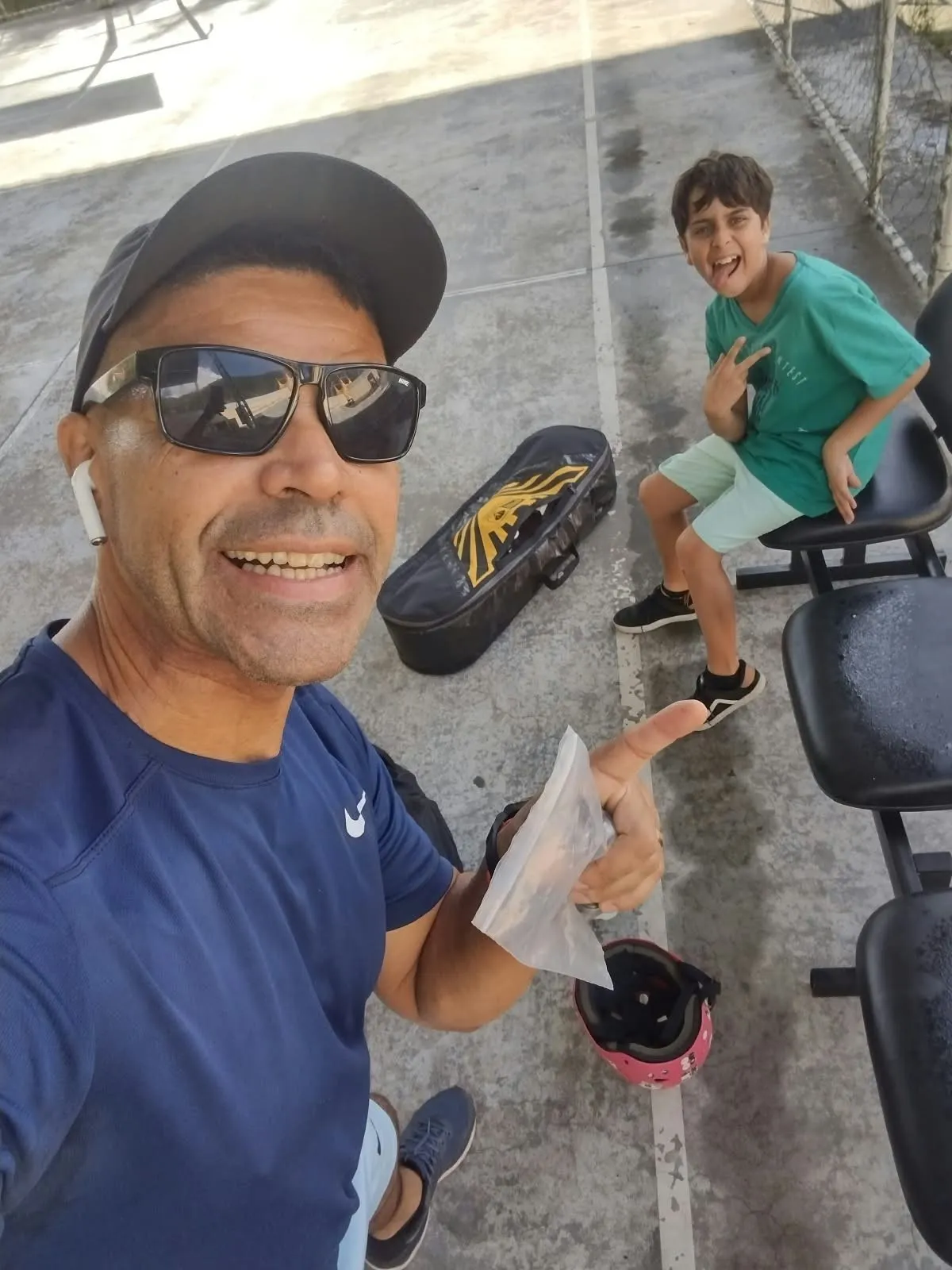 Ravenga e um aluno na pista, depois da aula particular