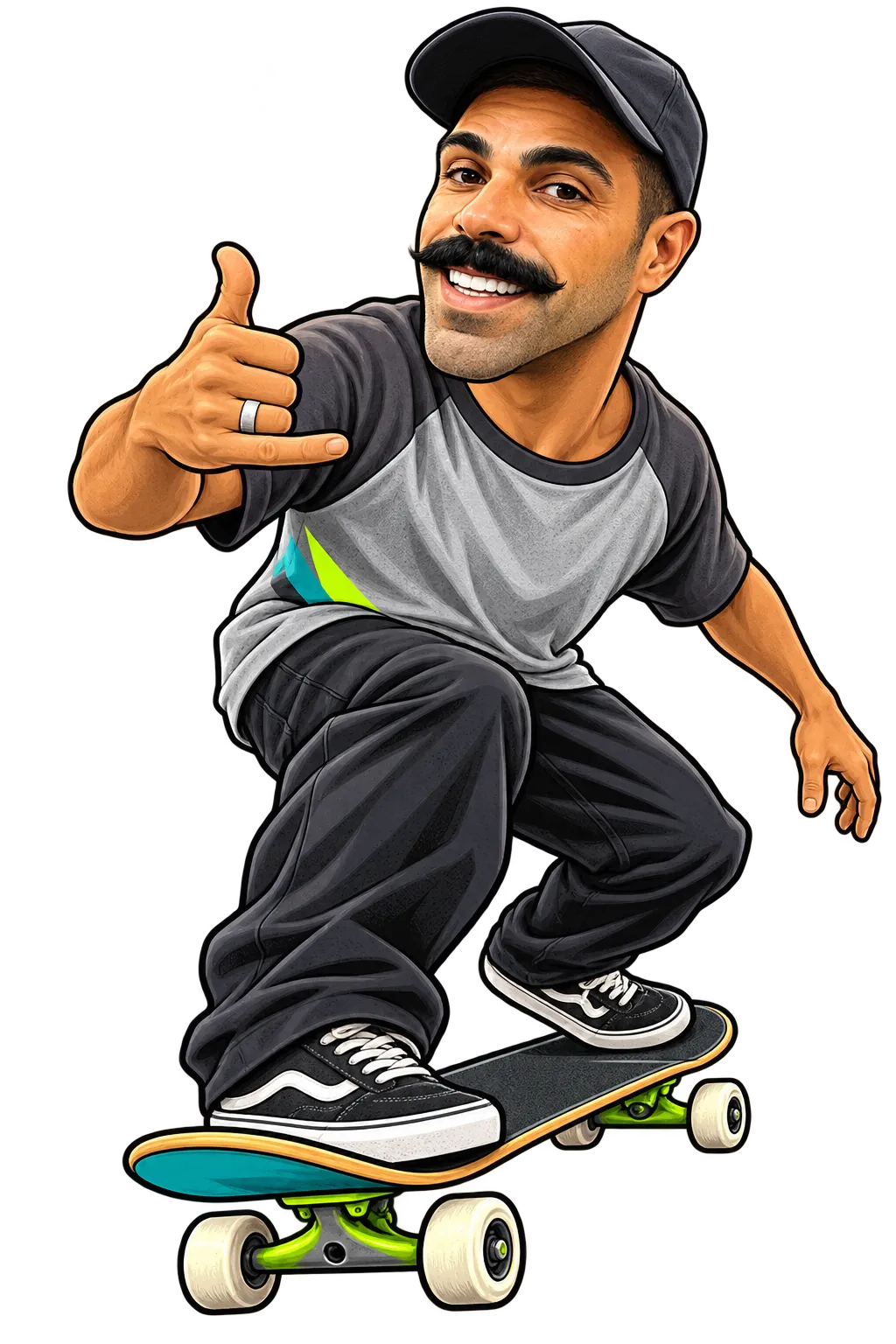 Ilustração do Ravenga em cima do skate