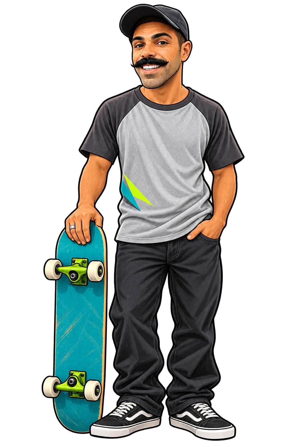 Ilustração do Ravenga segurando o skate
